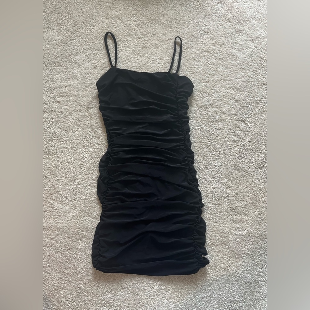 Black Windsor Ruched Mini Dress